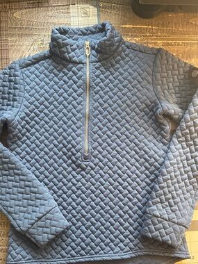 Quilted Half-Zip Pullover Sweatshirt - Blue